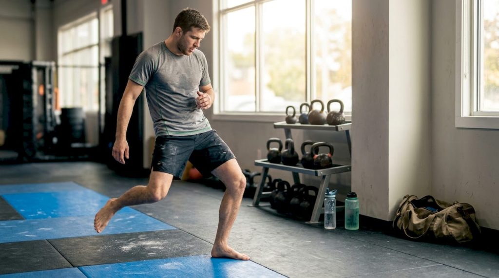MMA athlete warming up in gym